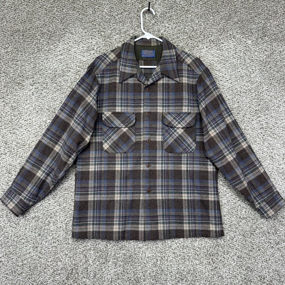 VTG Pendleton Board Shirt Men's Large Virgin Wool Button Down Flannel 1960s USA